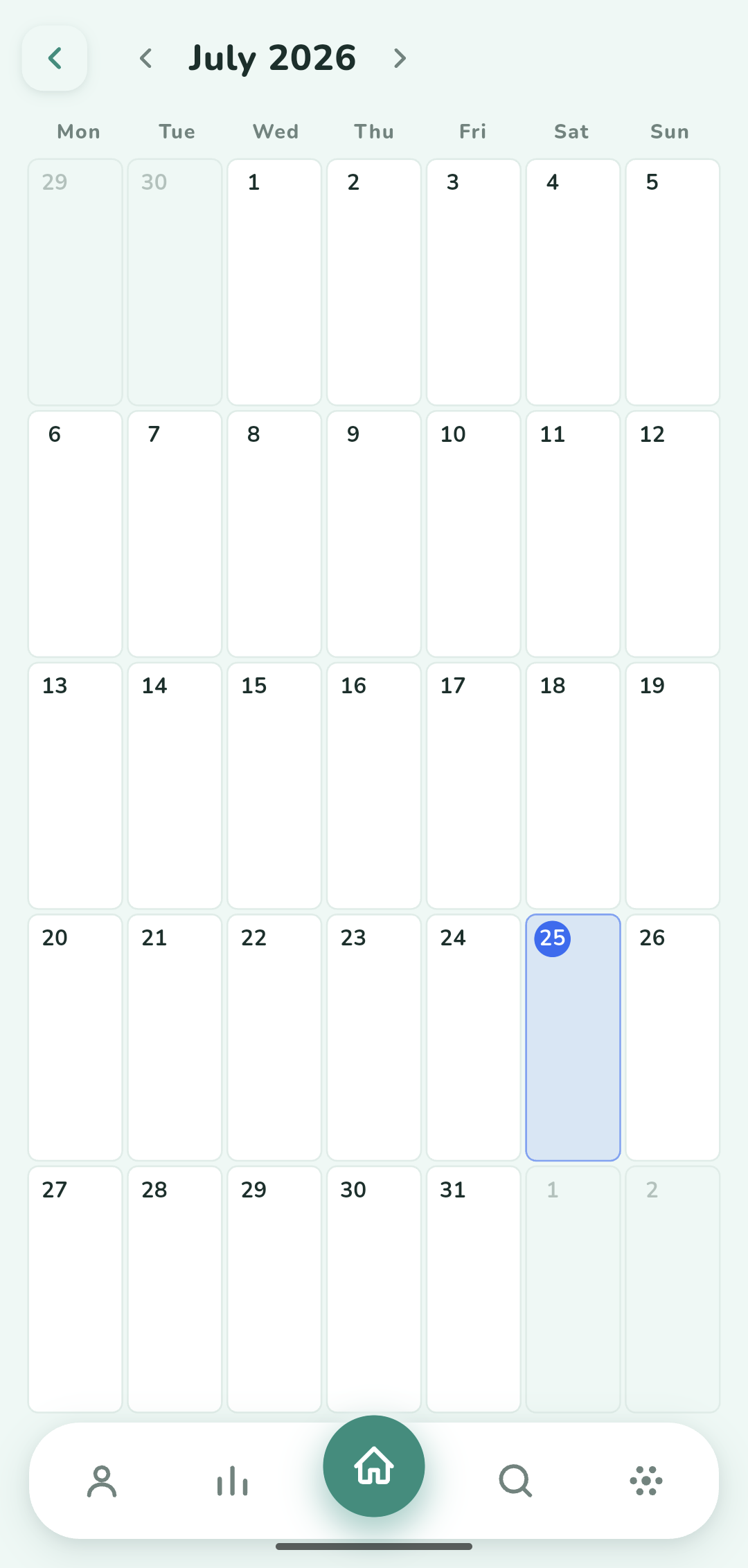 The whole family's month, at a glance